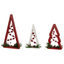 Northlight Set Of 3 Red And White Beaded Christmas Trees Wooden Table Decorations 0.98 FT -Northlight Decor Sale GUEST 0159cbf2 3db4 43a2 9e98 c96feb312a31