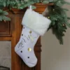 Northlight 19" Ivory White Gold Foil "Merry" Christmas Stocking With White Faux Fur Cuff -Northlight Decor Sale GUEST 015b212a ff77 4a73 90cf 0949628eee35