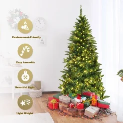 Costway 6ft Pre-lit PVC Artificial Half Christmas Tree 250 LED Lights -Northlight Decor Sale GUEST 01ae953a 2779 4c1e be66 81abd983bc53