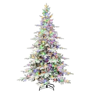 Puleo 7' Pre-Lit LED Flocked Full Utah Fir Artificial Christmas Tree Color Select Lights 5 Puleo 7' Pre-Lit LED Flocked Full Utah Fir Artificial Christmas Tree Color Select Lights - Image 3