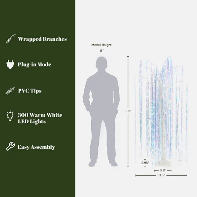 LuxenHome 6Ft White Willow Artificial Tree With 10 Pre-Lit Branches Multicolored 4 LuxenHome 6Ft White Willow Artificial Tree With 10 Pre-Lit Branches Multicolored - Image 2