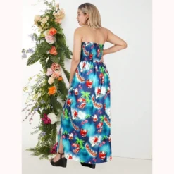 HAPPY BAY Women's A Line Slit Maxi Casual Beach Vacation Dress Tube Top Long Strapless Christmas Holiday Dresses For Women L-XL Blue Palm Tree -Northlight Decor Sale GUEST 04ea1322 9880 4656 9f8c 2afe5316d099
