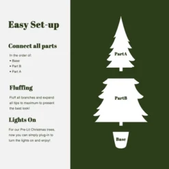 LuxenHome 5.5Ft Pre-Lit Artificial Fir Christmas Tree, Realistic Green Branches & Decorative Planter -Northlight Decor Sale GUEST 06d046bb 7934 43a8 8656 e56ff2028a93