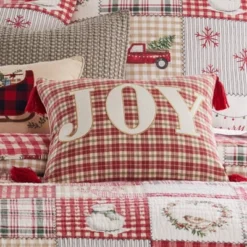 Home For Christmas Joy Plaid Pillow 14x18 - Levtex Home