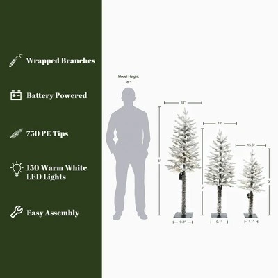 LuxenHome 3-Piece Holiday Artificial Tree Sets With Lights And Flat Stand Green 5 LuxenHome 3-Piece Holiday Artificial Tree Sets With Lights And Flat Stand Green - Image 3