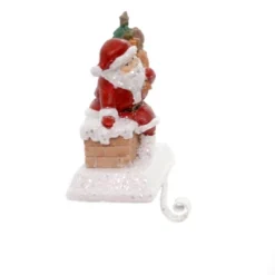 Christmas 5.75 In Santa W/ Gifts Stocking Holder Stocking Holder , Weighted Roof Top Chimney (1PC)