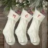 Personalization Mall Cozy Cable Knit Embroidered Initial Stocking, Ivory -Northlight Decor Sale GUEST 08ff3384 71e5 4ffe 9cfd 4ebc06b5f7f7
