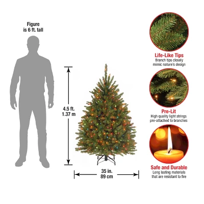 4.5' Prelit Hinged Dunhill Fir Artificial Christmas Tree Multicolor Lights - National Tree Company 6 4.5' Prelit Hinged Dunhill Fir Artificial Christmas Tree Multicolor Lights - National Tree Company - Image 4