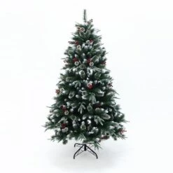 LuxenHome 6Ft Pre-Lit Artificial Pine Christmas Tree With Frosted Tips, Pinecones, And Red Berries Green -Northlight Decor Sale GUEST 0be7f9ab d0d2 410f bdb6 90416f1eed4f