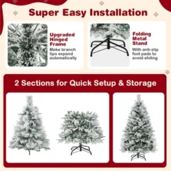 Costway 4.5 FT/6FT/7ft Pre-Lit Snow Flocked Christmas Tree Hinged Xmas Tree With8 Modes 160/240/320 Lights 21 Costway 4.5 FT/6FT/7ft Pre-Lit Snow Flocked Christmas Tree Hinged Xmas Tree With8 Modes 160/240/320 Lights -Northlight Decor Sale GUEST 0e60c8ec 0cb0 4532 ac0f 1bac7710af3e