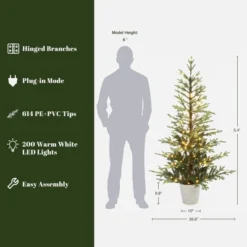 LuxenHome 5.5Ft Pre-Lit Artificial Fir Christmas Tree, Realistic Green Branches & Decorative Planter -Northlight Decor Sale GUEST 0eb16ed7 5a17 4efb a74b 0c50142fba2f