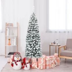 Costway 4.5/6/7.5 Ft Unlit Hinged Snow Flocked Artificial Pencil Christmas Tree With 242/500/641 Branch -Northlight Decor Sale GUEST 13a9d6d2 23ba 4f31 84b1 3cb810dd85a7