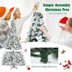 Costway 8ft Snow Flocked Hinged Christmas Tree W/ Berries & Poinsettia Flowers -Northlight Decor Sale GUEST 142e2ef5 6f07 4b38 b0c7 f71cb912156a