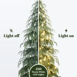LuxenHome 7.5Ft Pre-Lit Slim Artificial Cedar Christmas Tree With Metal Stand Green -Northlight Decor Sale GUEST 143e6685 9c10 41be bc82 5281827b3c89