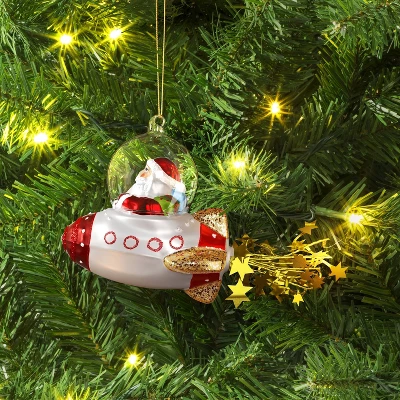 Christmas Glass Red Santa On Spaceship Ornament - Wondershop™ 3 Christmas Glass Red Santa On Spaceship Ornament - Wondershop™