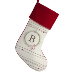 Personalization Mall Holiday Wreath Initial Christmas Stocking, Burgundy -Northlight Decor Sale GUEST 16aa5675 9f82 4f4e b382 bc5e73198ad5