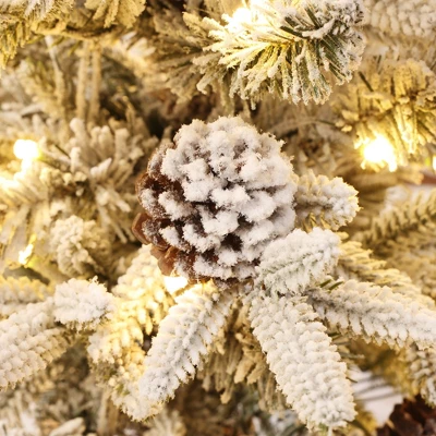 LuxenHome 3-Piece Pre-Lit Snowy Branches Artificial Christmas Tree Set With Metal Base Green 12 LuxenHome 3-Piece Pre-Lit Snowy Branches Artificial Christmas Tree Set With Metal Base Green - Image 10