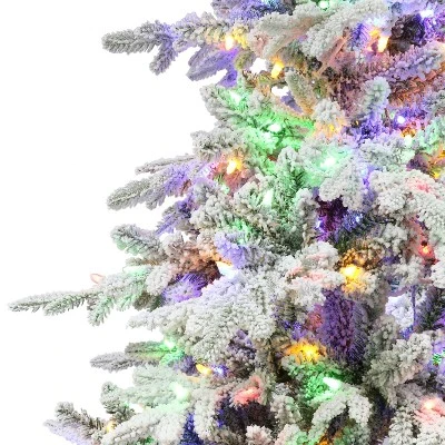 Puleo 7' Pre-Lit LED Flocked Full Utah Fir Artificial Christmas Tree Color Select Lights 7 Puleo 7' Pre-Lit LED Flocked Full Utah Fir Artificial Christmas Tree Color Select Lights - Image 5