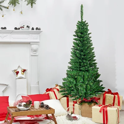 Costway 4.56.57.5ft Pre-Lit Hinged Pencil Christma Multicolor Lights 6 Costway 4.56.57.5ft Pre-Lit Hinged Pencil Christma Multicolor Lights - Image 4