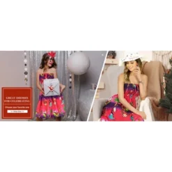 LA LEELA Women's Casual Beach Christmas A Line Slit Mini Dresses Tube Top Short Strapless Santa Dress For Women One Size Pink Santa Reindeer Sleigh -Northlight Decor Sale GUEST 1c9d2a7b 2ee6 448b b569 266549a50c3e