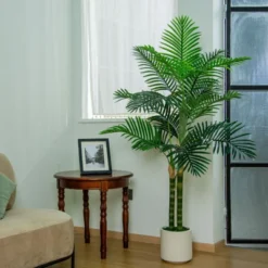 VIVATREES 5FT 6FT Areca Palm Artificial Golden Cane Palm Tree Palm Faux Plant With White Square Pot For Home Office Decor Interior Outdoor Decoration -Northlight Decor Sale GUEST 1cdc2ad8 ccc9 4983 a976 fadac4fab8dc