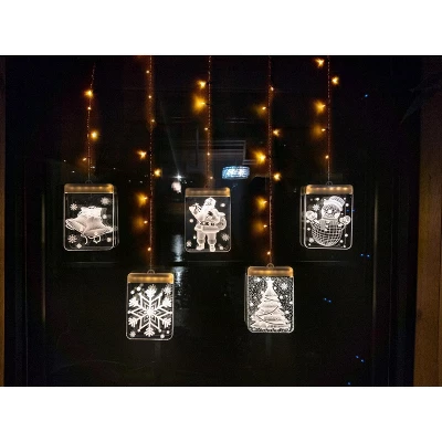 5 Star Super Deals 5 Christmas Window Light Decoration 3D LED Acrylic Hanging Decor W/ Icicle Strings - Santa, Snowflake, Snowman,Tree & Jingle Bells 9 5 Star Super Deals 5 Christmas Window Light Decoration 3D LED Acrylic Hanging Decor W/ Icicle Strings - Santa, Snowflake, Snowman,Tree & Jingle Bells - Image 7