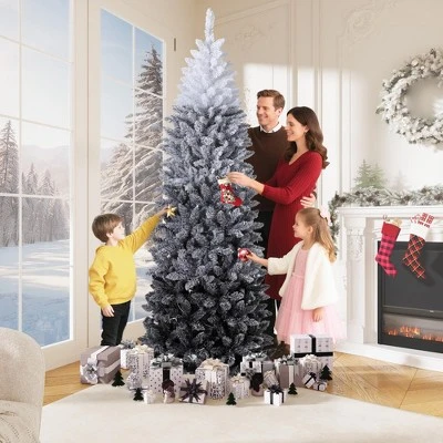 4.5/6/7.5/9 FT Artificial Christmas Tree, Christmas Tree With Decoration, Metal Base Easy Assembly For Home, Office, Party, Holiday Decor 4 4.5/6/7.5/9 FT Artificial Christmas Tree, Christmas Tree With Decoration, Metal Base Easy Assembly For Home, Office, Party, Holiday Decor - Image 2