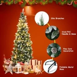 Costway 6ft Snow Flocked Unlit Pencil Christmas Tree Hinged Pine Cones -Northlight Decor Sale GUEST 1de7344f c326 48cf 968a bf04110c1195