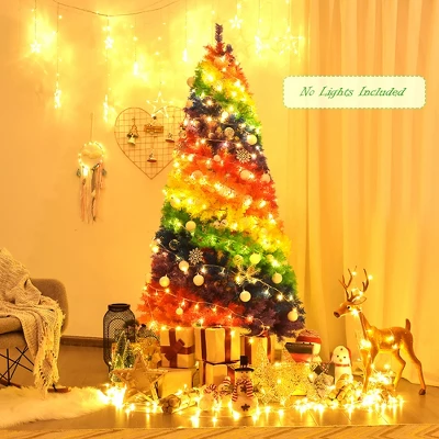 Costway 7FT Artificial Hinged Colorful Rainbow Full Fir Christmas Tree With 1213 Tips 4 Costway 7FT Artificial Hinged Colorful Rainbow Full Fir Christmas Tree With 1213 Tips - Image 2