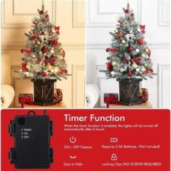 3 Ft Prelit Artificial Christmas Tree, Potted Fake Snow Flocked Christmas Tree With 78 LED Lights, Small Tabletop Battery-Powered Lighted Xmas Tree -Northlight Decor Sale GUEST 1fc08242 f363 4f74 9a09 05c97c3de172