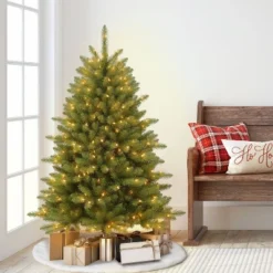 Puleo 4.5ft Pre-lit Forest Fir Artificial Christmas Tree: Hinged Branches, 250 Clear Lights, Indoor Use, Includes Stand -Northlight Decor Sale GUEST 1fcc3de4 b383 466f 8373 74de5f08ac70