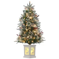 Homhougo 3FT Snow Flocked Mini Christmas Tree With Berry Clusters And Potted Base, Ideal For Table Or Front Porch Use -Northlight Decor Sale GUEST 201b6c55 d7fb 46ff 82eb f090b74503e9