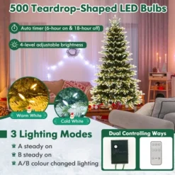 Costway 7 FT Pre-Lit Christmas Tree 3 Modes Hinged With Quick Power Connector & 500 Lights -Northlight Decor Sale GUEST 243bba14 5d51 4cc2 85ae 756a119fab08