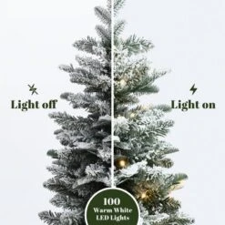 LuxenHome 4Ft Artificial Flocked Fir Christmas Tree Potted With Battery-Operated Lights Green -Northlight Decor Sale GUEST 288ddfb4 fbbb 4c49 983d 9183b98640cb