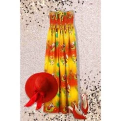 HAPPY BAY Women's A Line Slit Maxi Beach Vacation Dress Tube Top Evening Long Strapless Casual Christmas Holiday Dress For Women L-XL Palm Tree Orange -Northlight Decor Sale GUEST 28bbd580 d350 4b5a a047 df05563faa01