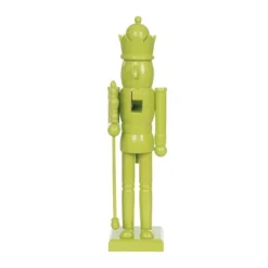 Transpac 15 Inch Wood Lime Green Nutcracker Decorative Object For Christmas Tabletop Decor Unique Holiday Gift