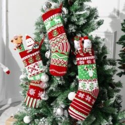 Joyfy 3 Pack Knit Christmas Stockings, Red & Green Large Rustic Cable Knit Xmas Stocking For Christmas Holiday Decoration -Northlight Decor Sale GUEST 2946e22a 3623 4635 b306 5e89fb982782