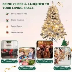 Costway 4.5ft Pre-Lit Premium Snow Flocked Hinged Artificial Christmas Tree W/150 Lights -Northlight Decor Sale GUEST 29815f48 d4ba 471f a324 9be270a4f128