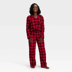 Women's Plaid Flannel Long Sleeve Shirt And Pants Holiday Matching Family Pajama Set - Wondershop™ Red/Black -Northlight Decor Sale GUEST 2a4a105e 1d01 428d 95d8 1ac14f3375fd