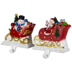 Northlight Santa And Snowman Sleigh Ride Christmas Stocking Holders - 4.25" - Set Of 2 -Northlight Decor Sale GUEST 2b159748 bf8c 413a 9c84 24871affa54d