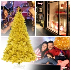 Costway 7.5Ft Hinged Unlit Artificial Tinsel Christmas Tree Holiday,Silver ,Gold -Northlight Decor Sale GUEST 2c229eed 19e7 47c1 a84e e0f1c37d8810