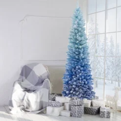 Costway 6/7 FT Blue Gradient Snow Flocked Artificial Christmas Tree With 435/725 Lush Branch Tips -Northlight Decor Sale GUEST 2d6bcd91 f625 47c2 b397 080abbe37ebb
