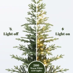 LuxenHome 5.5Ft Pre-Lit Artificial Fir Christmas Tree, Realistic Green Branches & Decorative Planter -Northlight Decor Sale GUEST 2db4c41c e90d 4f24 a81c 399350e45ad8