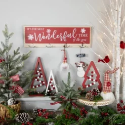 Northlight Set Of 3 Red And White Beaded Christmas Trees Wooden Table Decorations 0.98 FT -Northlight Decor Sale GUEST 3018bcfb cea0 479f b57d 3a4698150e71