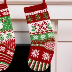 Joyfy 3 Pack Knit Christmas Stockings, Red & Green Large Rustic Cable Knit Xmas Stocking For Christmas Holiday Decoration -Northlight Decor Sale GUEST 31976f4d b008 441a 8c0a ef5c682c4ea5