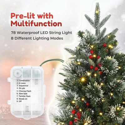 Homfan Pre-installed Lighted Christmas Tree, Snowflake Christmas Tree, Sleigh Base, Artificial Christmas Tree For Home Decoration 6 Homfan Pre-installed Lighted Christmas Tree, Snowflake Christmas Tree, Sleigh Base, Artificial Christmas Tree For Home Decoration - Image 4