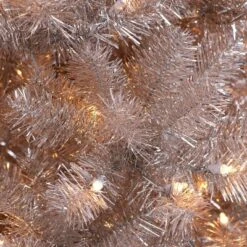 Puleo 6.5ft Pre-Lit Rose Gold Tinsel Artificial Christmas Tree: 300 Clear LED Lights, Hinged Branches, Metal Base, Indoor Use -Northlight Decor Sale GUEST 351345bd 47f3 4d36 a4b7 2369e8862d80