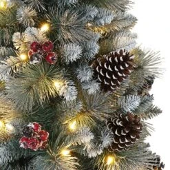 Puleo 7.5ft Pre-Lit Full Glitter Pine Tree Artificial Christmas Tree: Hinged Branches, 600 Clear Lights, Metal Base -Northlight Decor Sale GUEST 355b4a4f 5060 4951 a9aa 5ae3d38980ac
