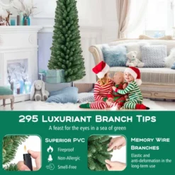 Costway 5/6/7/8 FT Pencil Christmas Tree Artificial Xmas Tree With 295/392/523/671 Memory Wire Branch Tips -Northlight Decor Sale GUEST 3799f239 2ac4 483a 82d0 80b81c04db21
