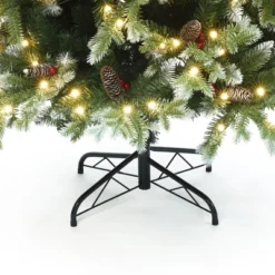 LuxenHome 6Ft Pre-Lit Green Full Artificial Christmas Tree With Red Berries And Metal Stand -Northlight Decor Sale GUEST 39def148 a3c6 43c0 814f e88df9e5276c